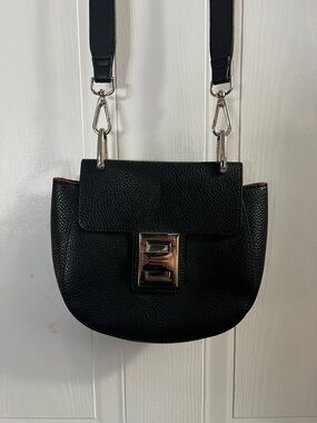 Steve Madden Black Pebbled Leather Satchel with Silver Hardware